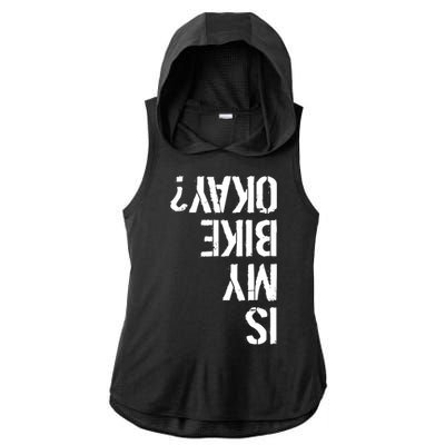 Is My Bike Okay? Upside Down Motorcycle Logo Ladies PosiCharge Tri-Blend Wicking Draft Hoodie Tank