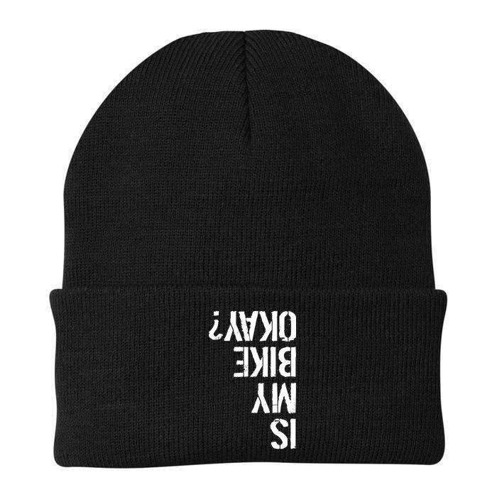 Is My Bike Okay? Upside Down Motorcycle Logo Beanie