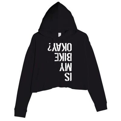 Is My Bike Okay? Upside Down Motorcycle Logo Crop Fleece Hoodie