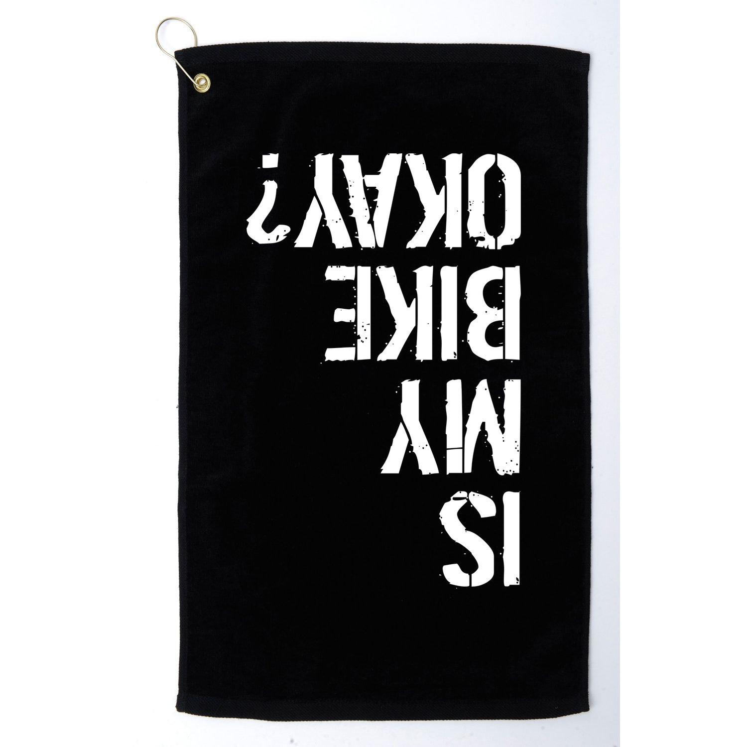 Is My Bike Okay? Upside Down Motorcycle Logo Golf Towel