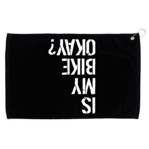 Is My Bike Okay? Upside Down Motorcycle Logo Grommeted Golf Towel