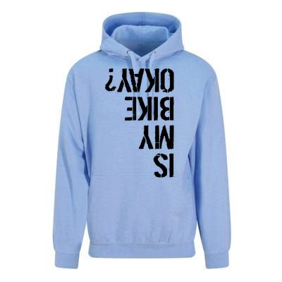 Is My Bike Okay? Upside Down Motorcycle Logo Unisex Surf Hoodie