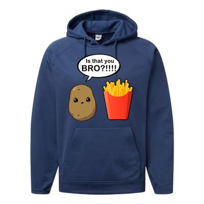 Is That You Bro Funny Cute French Fries Performance Fleece Hoodie