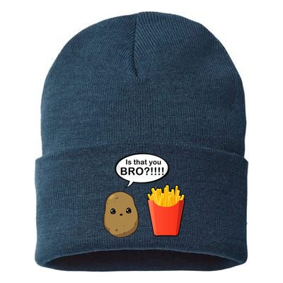 Is That You Bro Funny Cute French Fries Sustainable Knit Beanie