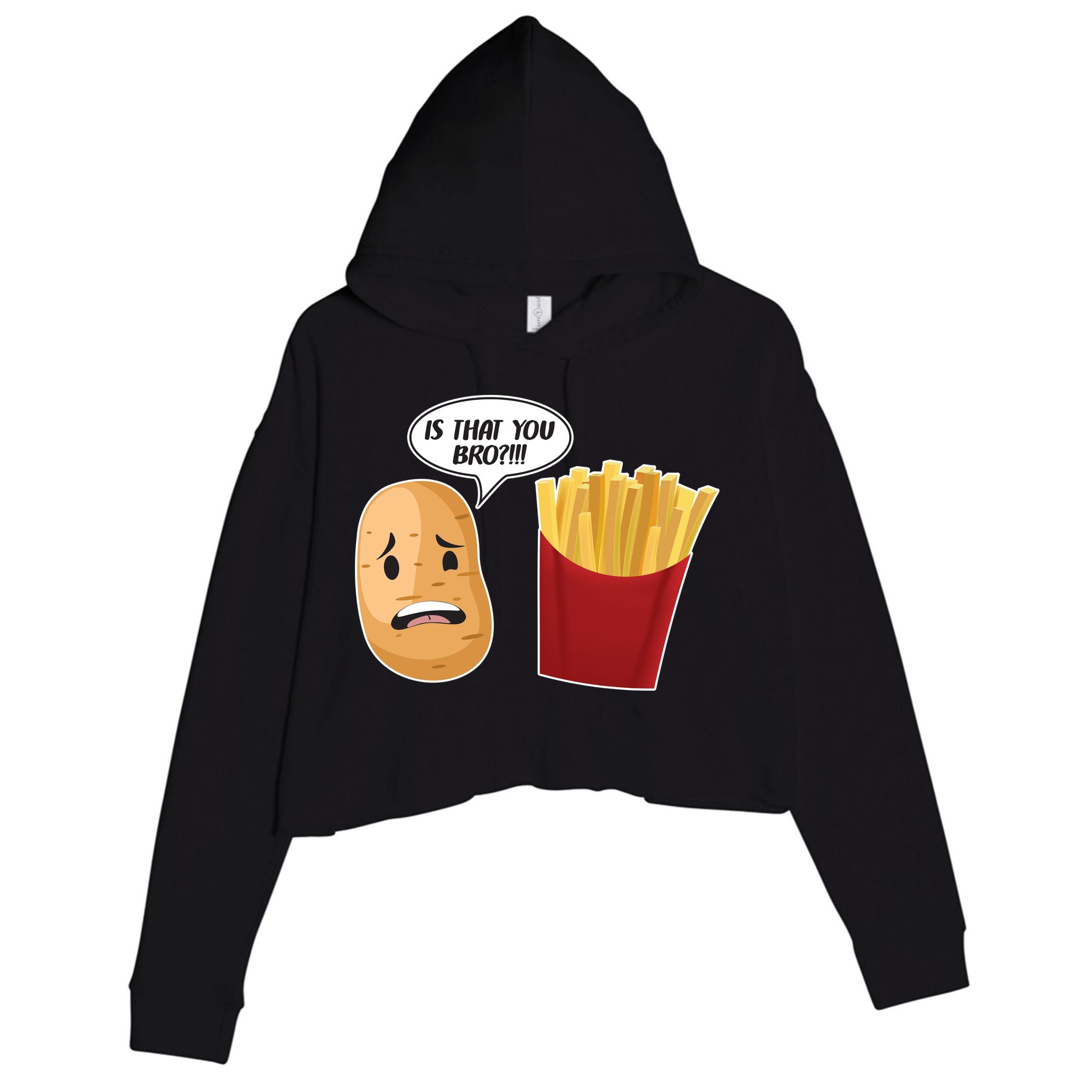 Is That You Bro Funny French Fries Crop Fleece Hoodie