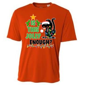 Is This Jolly Enough Funny Christmas Cat Cooling Performance Crew T-Shirt