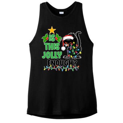 Is This Jolly Enough Funny Christmas Cat Ladies PosiCharge Tri-Blend Wicking Tank