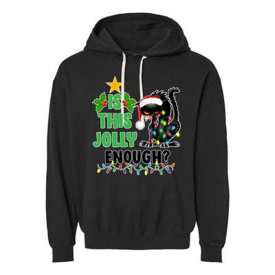 Is This Jolly Enough Funny Christmas Cat Garment-Dyed Fleece Hoodie