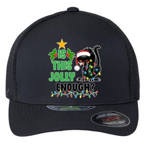 Is This Jolly Enough Funny Christmas Cat Flexfit Unipanel Trucker Cap