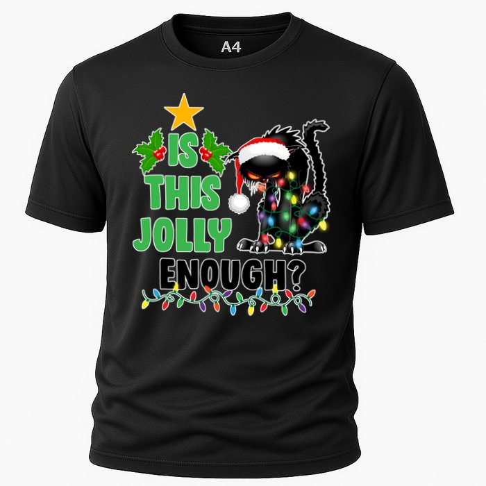 Is This Jolly Enough Funny Christmas Cat Cooling Performance Crew T-Shirt