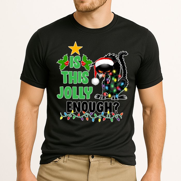 Is This Jolly Enough Funny Christmas Cat Cooling Performance Crew T-Shirt