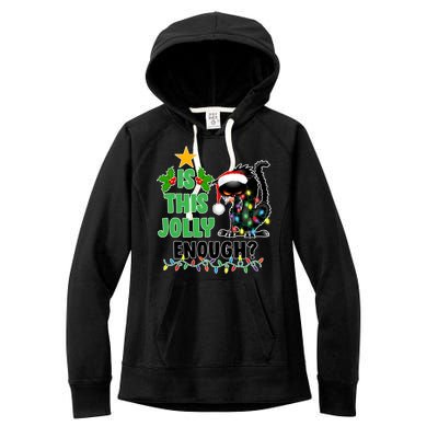 Is This Jolly Enough Funny Christmas Cat Women's Fleece Hoodie