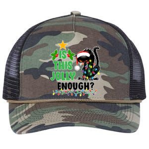 Is This Jolly Enough Funny Christmas Cat Retro Rope Trucker Hat Cap