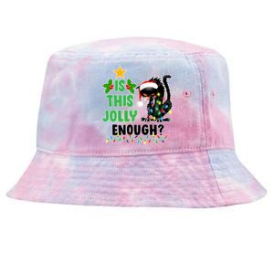 Is This Jolly Enough Funny Christmas Cat Tie-Dyed Bucket Hat