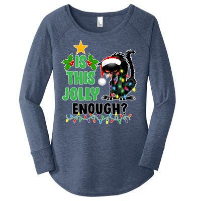 Is This Jolly Enough Funny Christmas Cat Women's Perfect Tri Tunic Long Sleeve Shirt