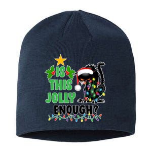 Is This Jolly Enough Funny Christmas Cat Sustainable Beanie