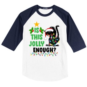 Is This Jolly Enough Funny Christmas Cat Baseball Sleeve Shirt