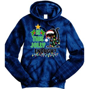 Is This Jolly Enough Funny Christmas Cat Tie Dye Hoodie