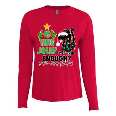 Is This Jolly Enough Funny Christmas Cat Womens Cotton Relaxed Long Sleeve T-Shirt