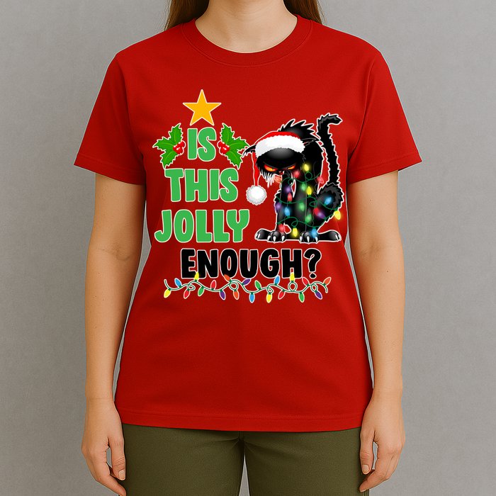 Is This Jolly Enough Funny Christmas Cat T-Shirt