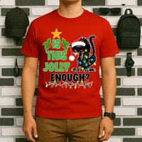 Is This Jolly Enough Funny Christmas Cat T-Shirt