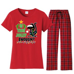 Is This Jolly Enough Funny Christmas Cat Women's Flannel Pajama Set