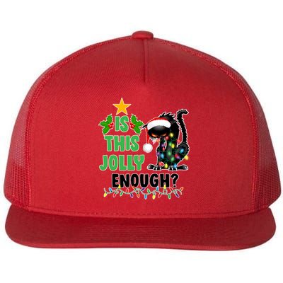 Is This Jolly Enough Funny Christmas Cat Flatbill Hat