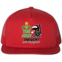 Is This Jolly Enough Funny Christmas Cat Flat Bill Trucker Hat