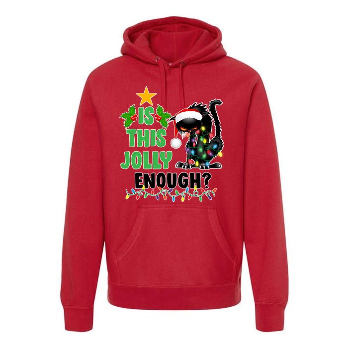 Is This Jolly Enough Funny Christmas Cat Premium Hoodie