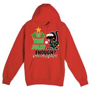 Is This Jolly Enough Funny Christmas Cat Premium Pullover Hoodie