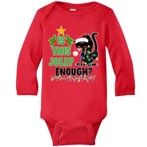 Is This Jolly Enough Funny Christmas Cat Baby Long Sleeve Bodysuit