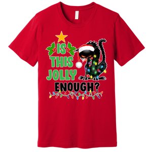 Is This Jolly Enough Funny Christmas Cat Premium T-Shirt