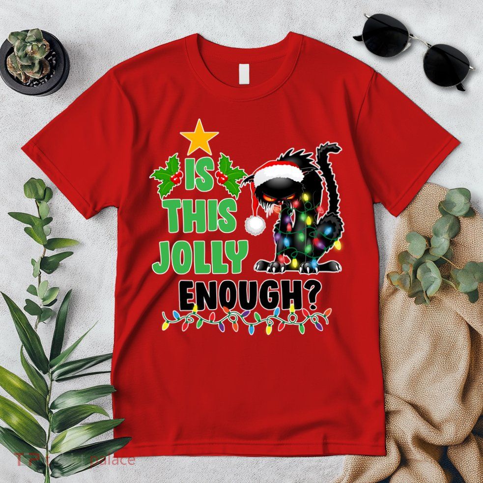 Is This Jolly Enough Funny Christmas Cat Premium T-Shirt