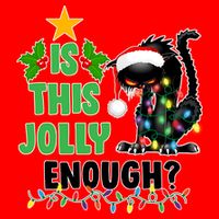 Is This Jolly Enough Funny Christmas Cat 25L Jumbo Tote