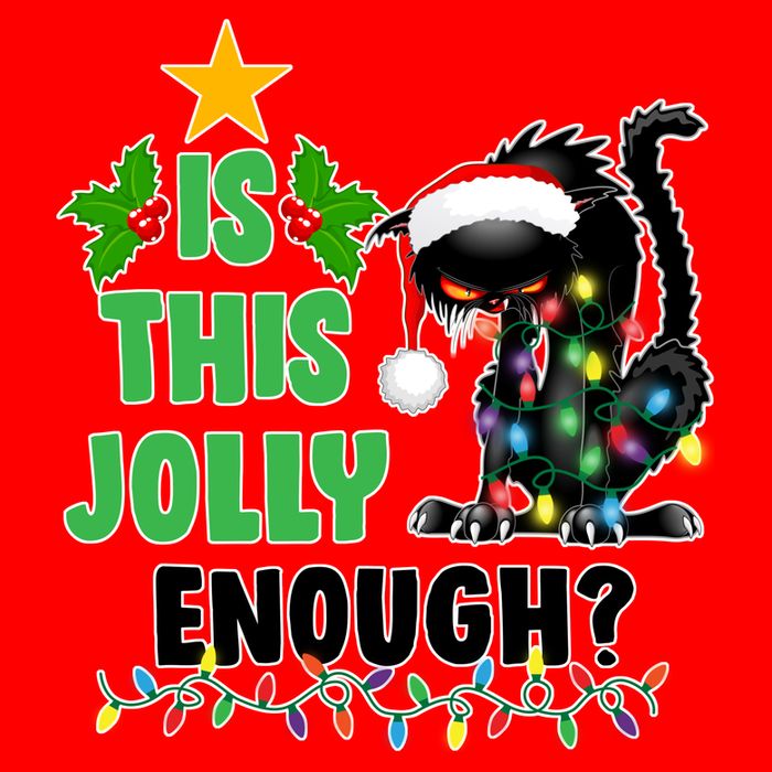 Is This Jolly Enough Funny Christmas Cat 25L Jumbo Tote