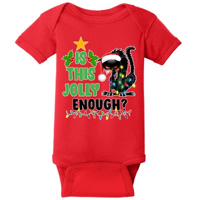 Is This Jolly Enough Funny Christmas Cat Baby Bodysuit