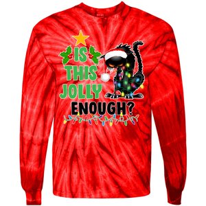 Is This Jolly Enough Funny Christmas Cat Tie-Dye Long Sleeve Shirt