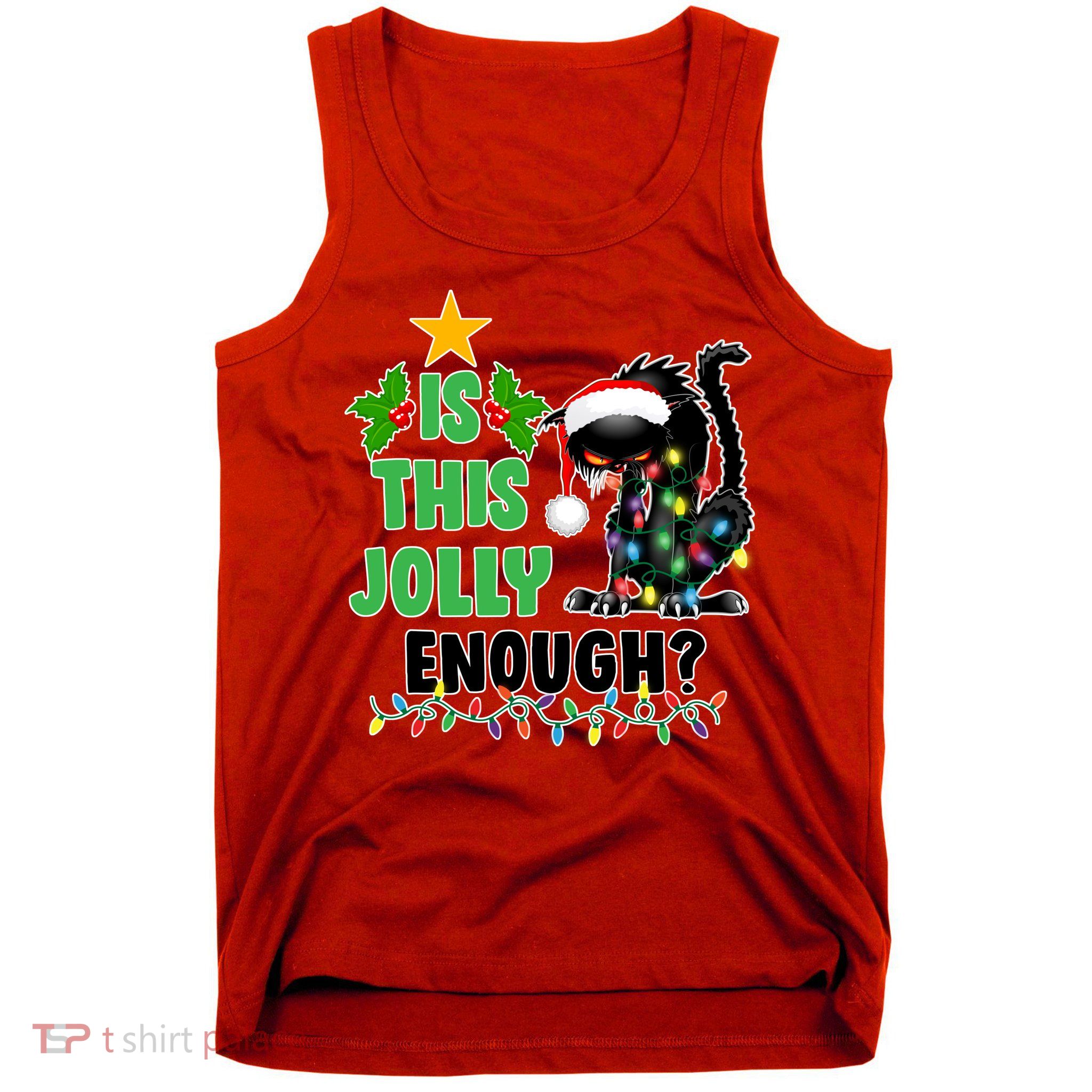 Is This Jolly Enough Funny Christmas Cat Tank Top