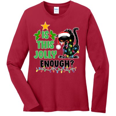 Is This Jolly Enough Funny Christmas Cat Ladies Long Sleeve Shirt