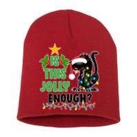 Is This Jolly Enough Funny Christmas Cat Short Acrylic Beanie