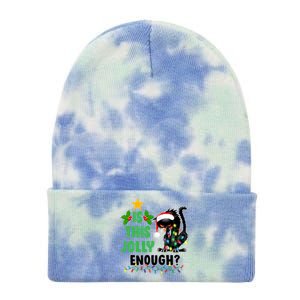 Is This Jolly Enough Funny Christmas Cat Tie Dye 12in Knit Beanie