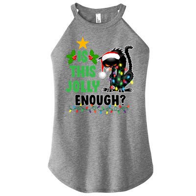 Is This Jolly Enough Funny Christmas Cat Women's Perfect Tri Rocker Tank