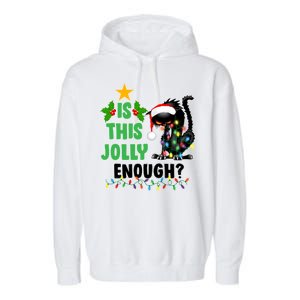 Is This Jolly Enough Funny Christmas Cat Garment-Dyed Fleece Hoodie