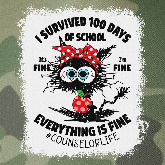 I Survived 100 Days Of School Its Fine Counselor Bleached Legacy Tie Dye Trucker Hat
