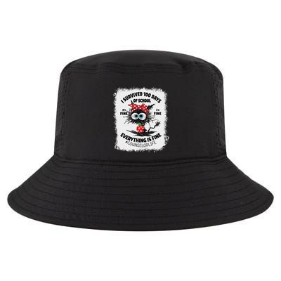 I Survived 100 Days Of School Its Fine Counselor Bleached Cool Comfort Performance Bucket Hat