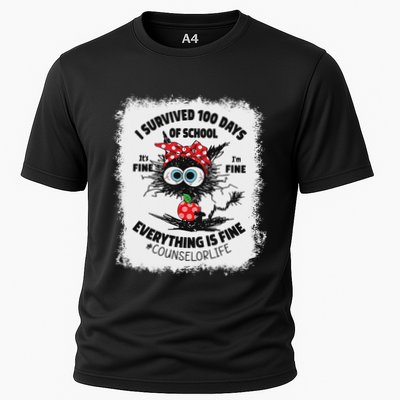 I Survived 100 Days Of School Its Fine Counselor Bleached Performance Shirt