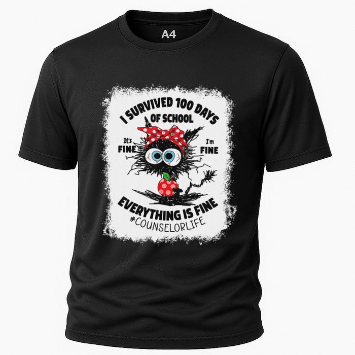 I Survived 100 Days Of School Its Fine Counselor Bleached Performance Shirt