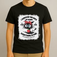 I Survived 100 Days Of School Its Fine Counselor Bleached T-Shirt