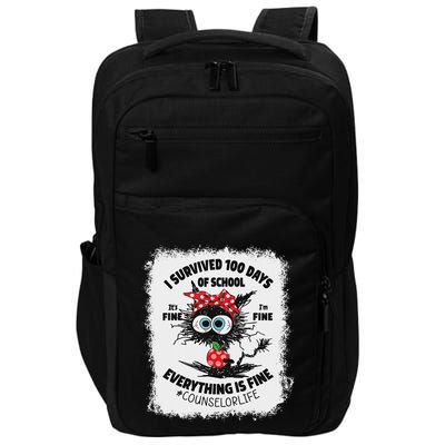 I Survived 100 Days Of School Its Fine Counselor Bleached Impact Tech Backpack
