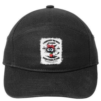 I Survived 100 Days Of School Its Fine Counselor Bleached 7-Panel Snapback Hat